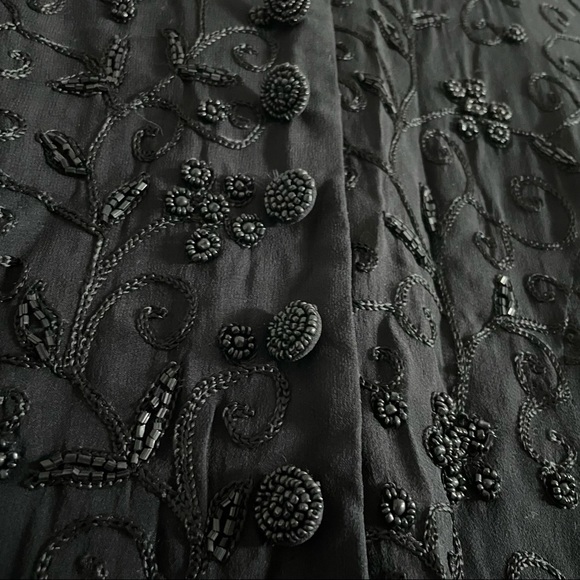Liz Claiborne black silk beaded jacket with mandarin collar - Picture 7 of 10
